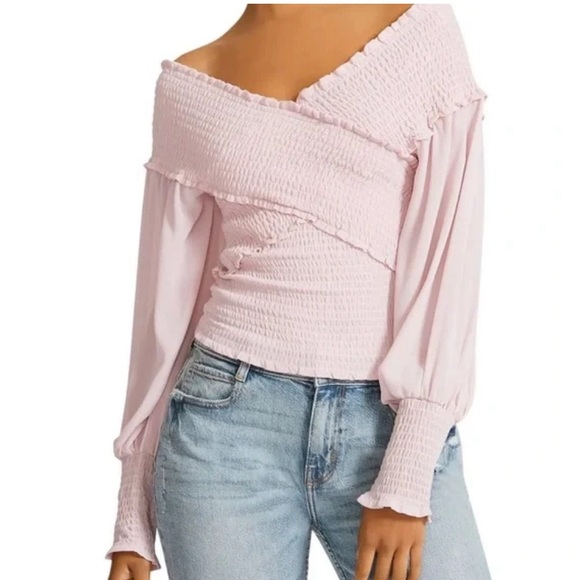 Steve Madden Tops - BB Dakota by Steve Madden Blush Pink Smocked Puff Sleeve Top L NWT Romantic Boho